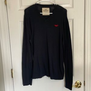 Hollister Men’s V-Neck Sweater, Black, size L